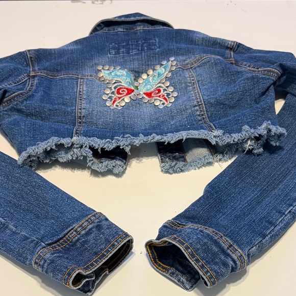 Ynq Women's Blue Denim Jean Jacket size S , for Women’s , with butterfly - Picture 11 of 13